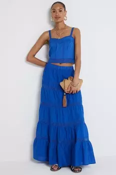 Юбка макси с ярусами River Island, синий