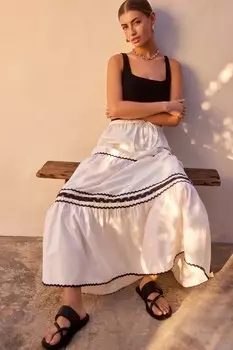 Юбка-Макси с узким зигзагообразным узором Next, белый