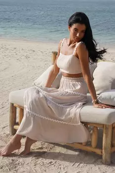 Юбка макси с волнистой отделкой Stone QUIZ Clothing