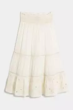 Юбка макси с вышивкой для девочек River Island, белый