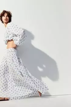 Юбка макси с вышивкой H&M, белый