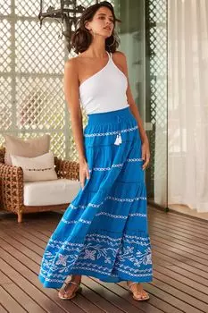 Юбка макси с вышивкой Next, синий