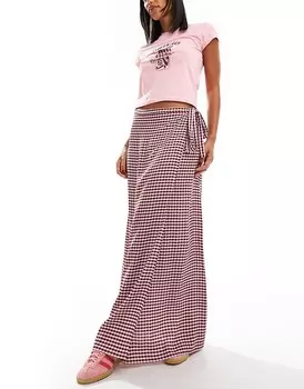 Юбка макси с запахом ASOS DESIGN в двухцветную клетку в мелкую клетку