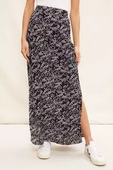 Юбка макси с жатым разрезом и завязками по бокам Friends Like These, черный