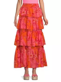 Юбка макси Sawyer с рюшами и цветочным принтом Free People, цвет Tropical