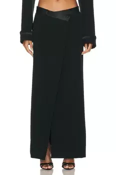 Юбка макси Simkhai Clarisse Satin Combo Overlap, черный