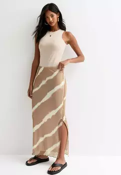 Юбка макси SLITTED STRIPE New Look, коричневый