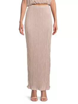 Юбка макси со складками и разрезом Renee C., бежевый