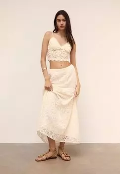 Юбка макси Stradivarius, бежевый