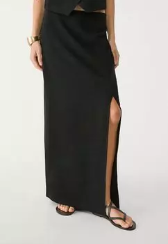 Юбка макси Stradivarius, черный