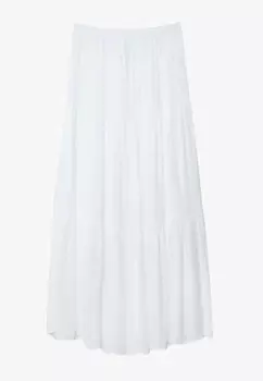 Юбка макси Stradivarius Peasant, белый