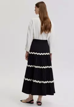 Юбка макси STRIPE DETAILED FLOUNCE Touch Priv, черный