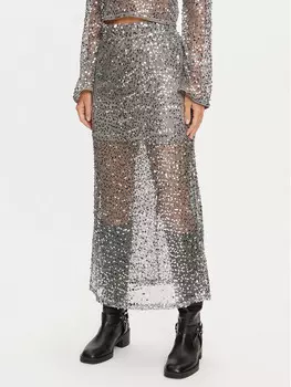 Юбка макси свободного кроя Noisy May, серебряный