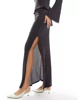 Юбка макси темно-серого цвета из фактурного джерси Vero Moda, часть комплекта