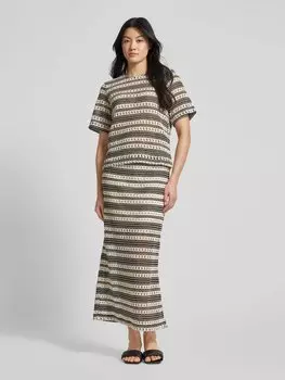 Юбка макси трикотажная с полосатым узором, модель «Артин» Object, черный