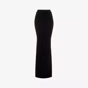 Юбка макси узкого кроя из тканой ткани с необработанным краем Gonna Rick Owens, черный