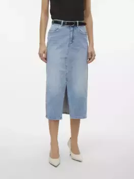 Юбка макси Vero Moda "VMVERI HR CALF DENIM SKIRT GA NOOS", голубой