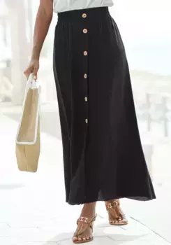 Юбка макси Vivance с декоративными пуговицами под дерево, летняя эластичная юбка, черный