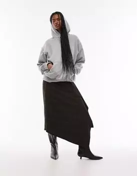 Юбка макси в клетку цвета хаки Mango