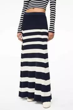 Юбка макси в полоску с завитками, цвет темно-синий/белый STAUD
