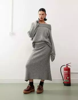 Юбка макси в рубчик цвета уголь COLLUSION (часть комплекта)