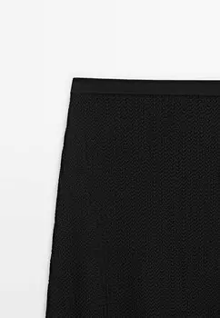 Юбка макси WITH TEXTURED DETAIL Massimo Dutti, черный