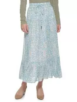 Юбка - Макси Ярусная DKNY с гепардовым принтом, ivy blue