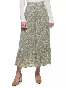 Юбка - Макси Ярусная DKNY с гепардовым принтом, parchment