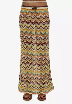 Юбка макси ZIGZAG COLUMN Superdry, зеленый