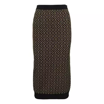 Юбка Michael Kors Jacquard Monogram Midi Tube, коричневый