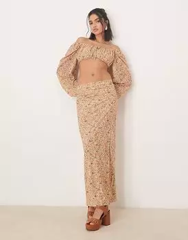 Юбка мидакси ASOS DESIGN с боковыми разрезами и цветочным принтом
