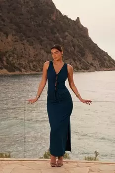 Юбка Midaxi цвета морской волны с оборками QUIZ Clothing