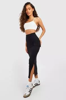 Юбка мидакси из джерси карго boohoo, черный