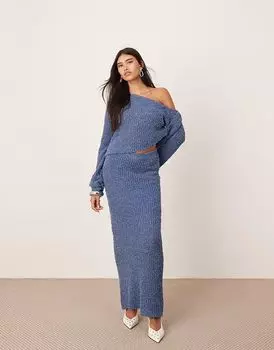 Юбка мидакси из тонкой вязки ASOS EDITION цвета сланцево-голубой