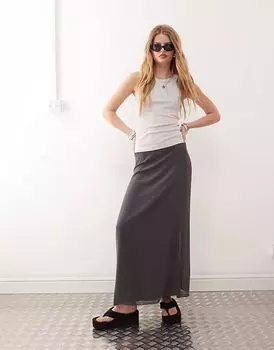Юбка мидакси Monki из шифона косого кроя черного цвета