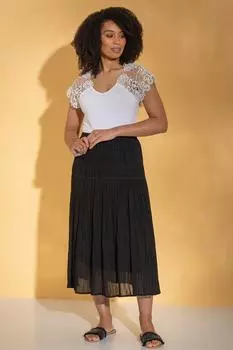 Юбка мидакси в стиле бохо из жатого хлопка без застежки Klass., черный