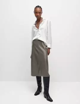 Юбка миди А-силуэта из искусственной кожи Marks & Spencer, цвет Mole