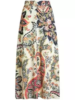 Юбка миди А-силуэта с принтом пейсли ETRO, нейтральный цвет