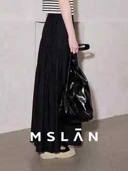 Юбка-миди эластичная Mslan с высокой талией, черный