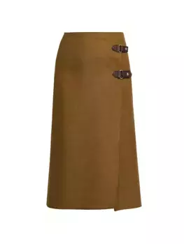Юбка миди Alinne из смесовой льна и шерсти Loro Piana, цвет nazca soil