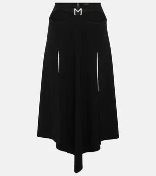 Юбка миди асимметричного кроя с логотипом Mugler, черный