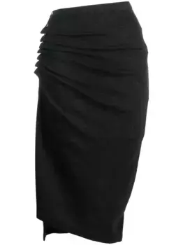 Юбка миди асимметричного кроя со сборками Rabanne, зеленый