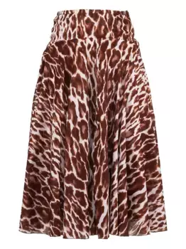 Юбка миди Aster с леопардовым принтом Samantha Sung, коричневый