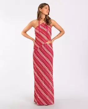 Юбка миди ажурной вязки The-Are, красный