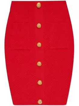 Юбка миди Balmain с пуговицами, красный