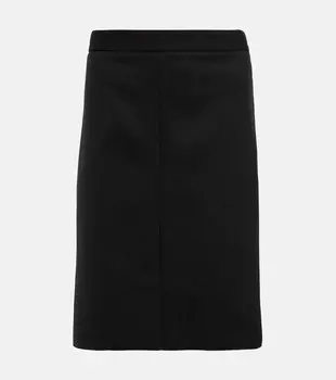 Юбка миди Benson из смесовой шерсти THE ROW, черный