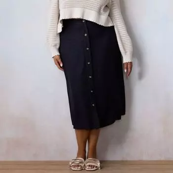 Юбка миди больших размеров с пуговицами спереди Lc Lauren Conrad, черный