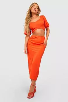 Юбка миди Boohoo, оранжевый