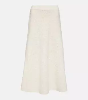 Юбка миди букле pablo из шерсти и шелка Gabriela Hearst, белый