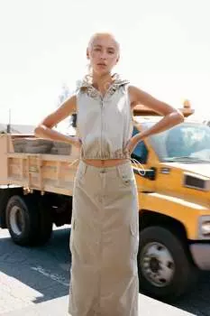 Юбка миди cargo Zara, легкий верблюд
